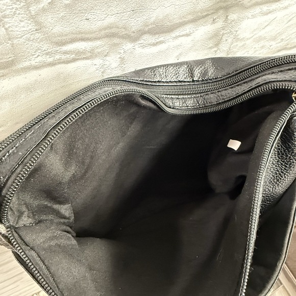 Beverly Hills Polo Club Black Leather Crossbody Bag Purse Handbag Multi Pockets - Picture 8 of 14